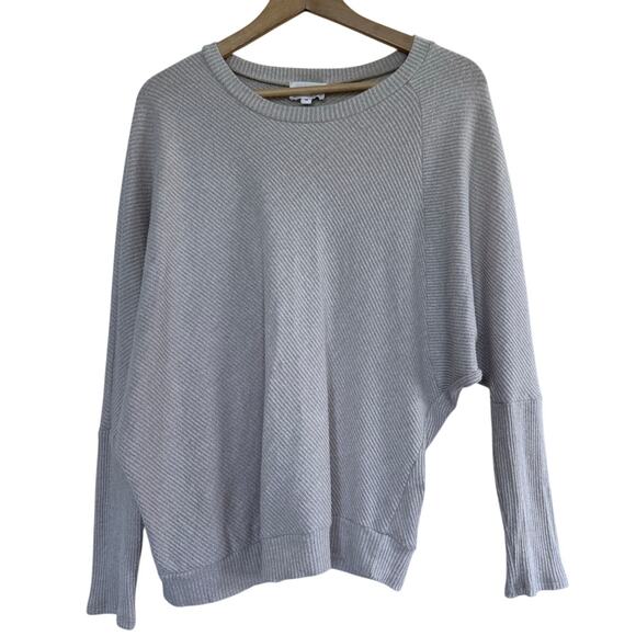 Korye Tops - KORYE oatmeal light tan pullover asymmetrical cozy ribbed knit top dolman blouse
